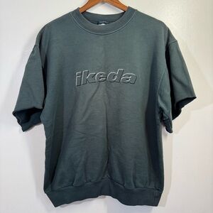 Ikeda Vintage Green Spell Out Pullover Sweatshirt Crewneck - Cut Sleeves - Large